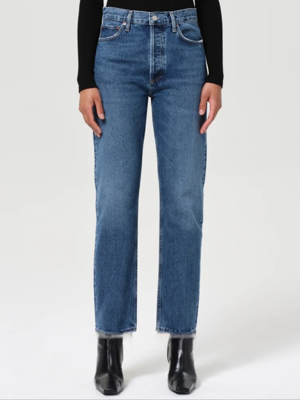 EVERLANE Cheeky Crop 90's Button Fly Rigid Premium Non- Stretch Denim Jeans 26